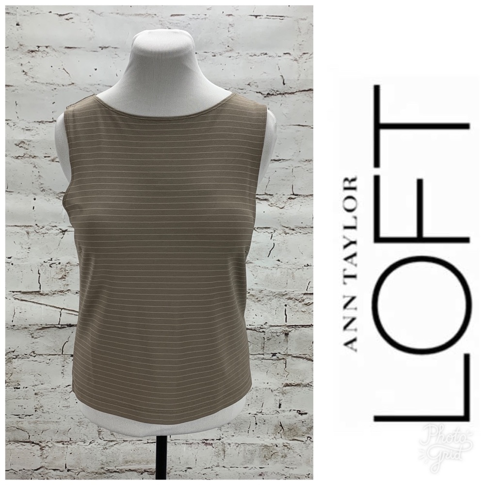 LOFT Beige with White Pinstripes Top